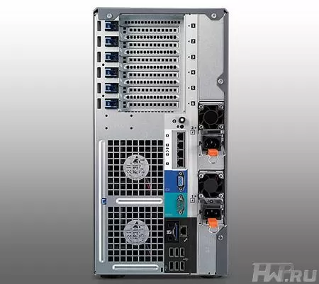 Rear view of the Dell PowerEdge T710 server