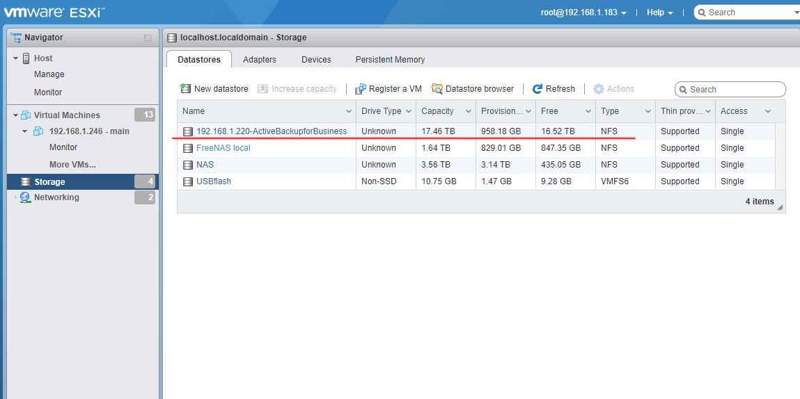 Hosts manager. Active Backup for Business. Виртуальная машина srv2016.. СХД Луны и датастор. Как распределить ядра на виртуальные машины.
